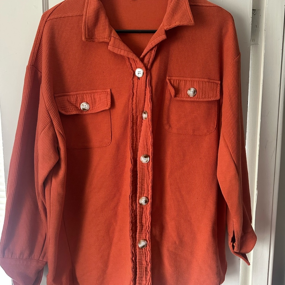 Rust Orange Button-Up Shirt